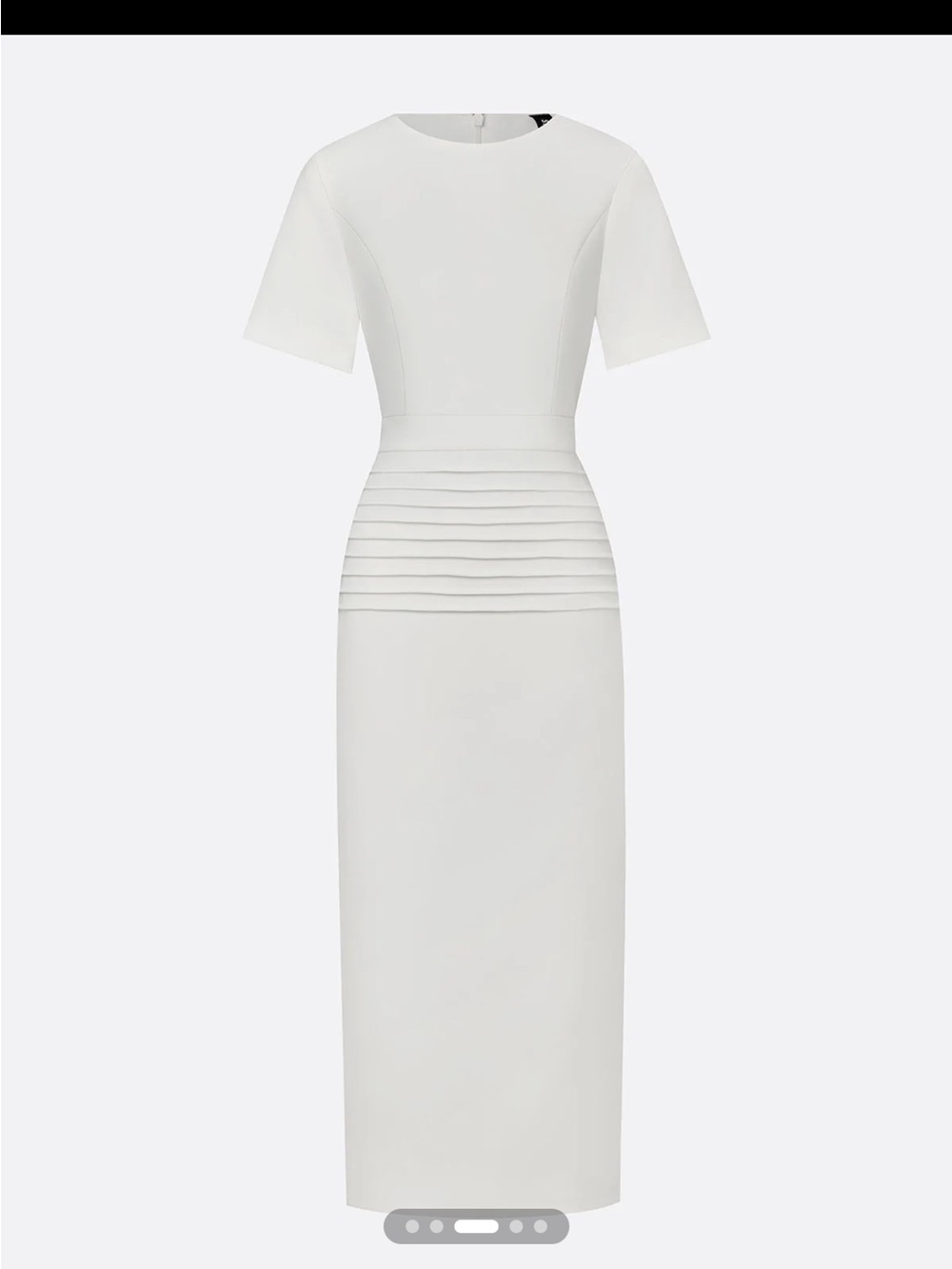 STYLEWE White Pleated Waist Midi Sheath Dress - Picture 2 of 4